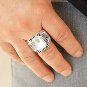 Mens Elegant Silver-Toned Women's Ring